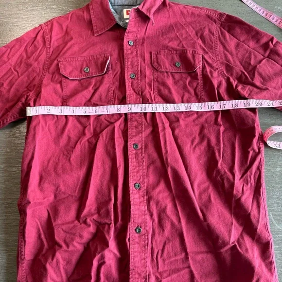 Wrangler Maroon Red Short Sleeve Button Down Shirt M - Picture 8 of 10